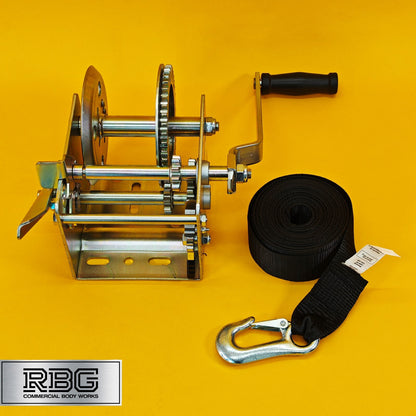 2000Lb Hand Winch + Strap & Hook 900Kg Professional Dual Speed Heavy Duty 7M UK