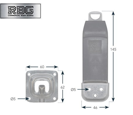 Truck Door Retainer Kit Rubber Flexible Strap SS Catch Plate & Bracket Trailer