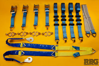 4x Ratchet Strap 5t Over Wheel + Axle Recovery Strap + Winching Assistance Strap