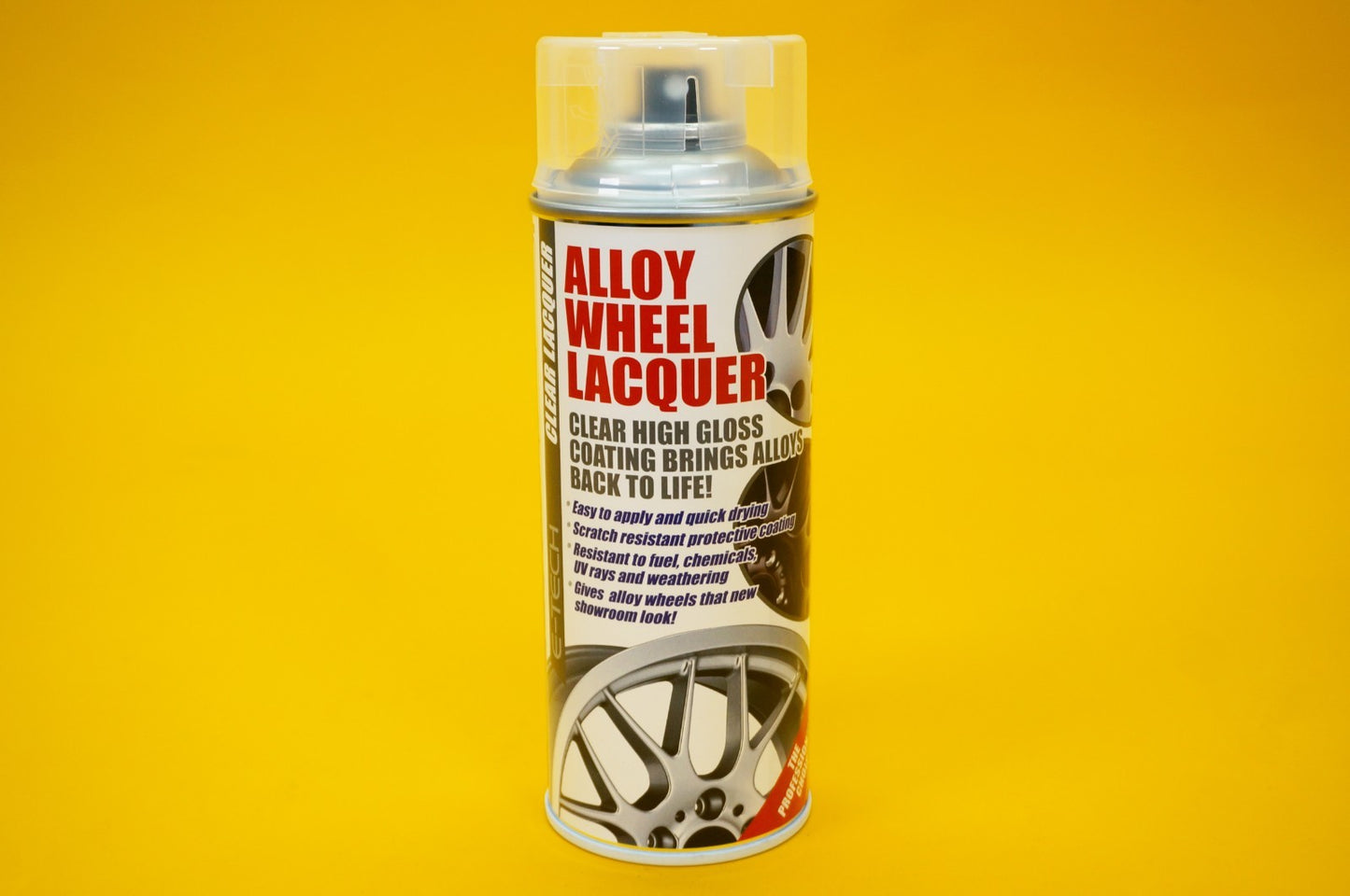 Clear Alloy Wheel Lacquer Spray 400ml Chip Resistant Wheel Refurbishing E-TECH