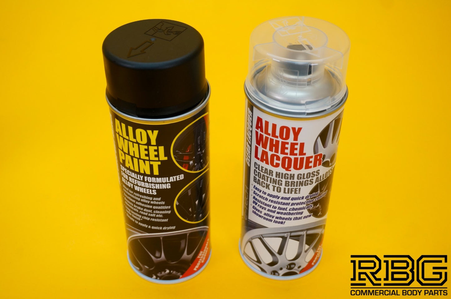 Alloy Wheel Paint MOTORSPORT BLACK + Clear Lacquer Spray Refurbishment Kit Car