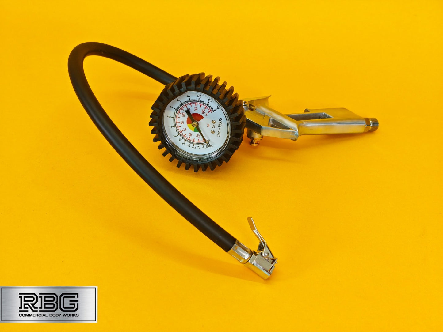 Tyre Inflation Gun 0-220psi Inflator Complete With Clip Connector Pressure Gauge