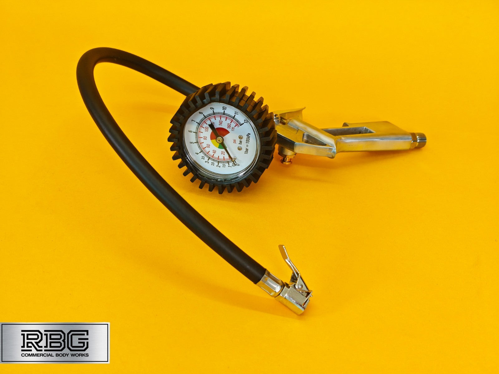 Tyre Inflation Gun 0-220psi Inflator Complete With Clip Connector Pressure Gauge