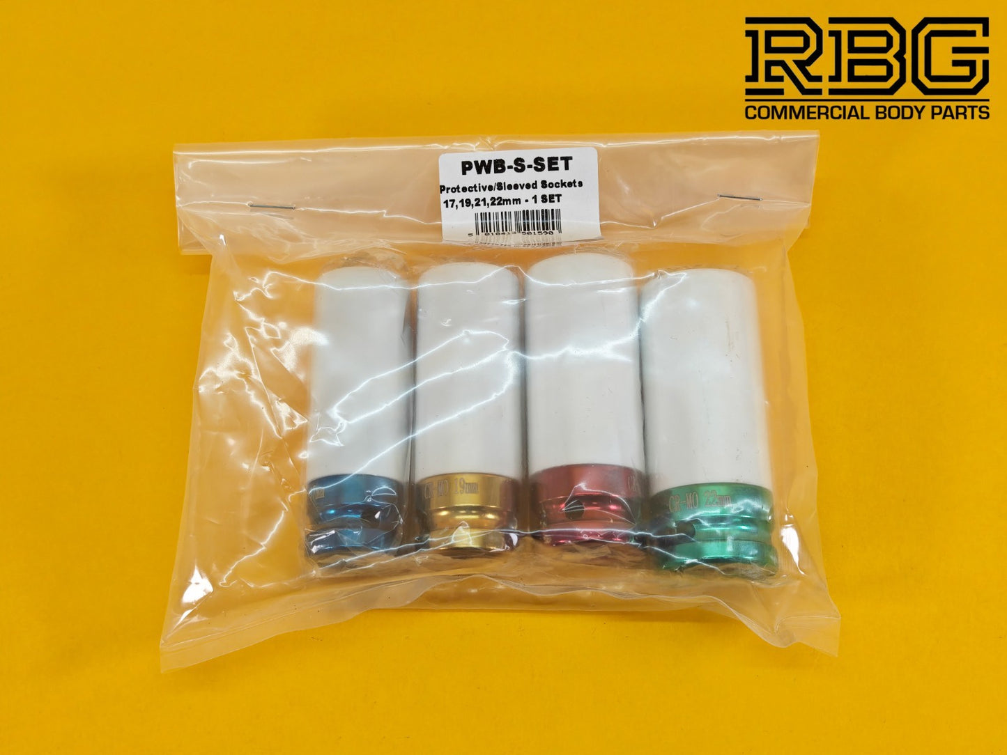 Sockets Set Alloy Wheel Nuts Sleeved Protective Sockets 4 piece 17, 19, 21, 22mm
