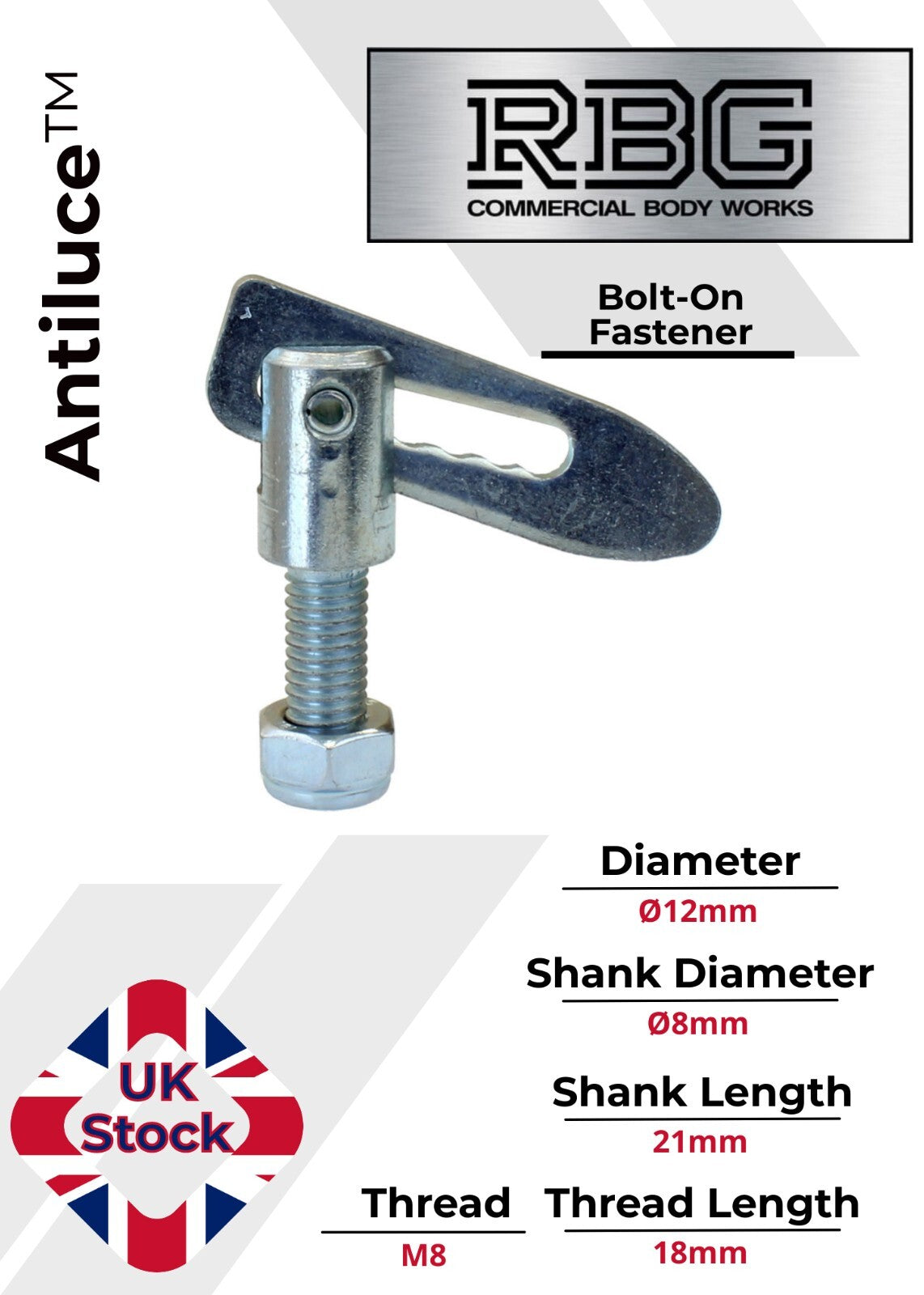 Antiluce™ Fasteners, Z/P Drop Lock Horsebox, Trailer, Pickup Tailgate Anti-Luce