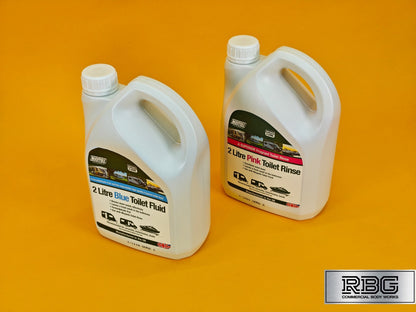 Toilet Rinse & Fluid Twin Pack 2L Superior Cleaner for Caravan Motorhome or More