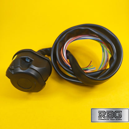 13 Pin Socket Assembly With 1.5m Pre-Wired Sheathed Cable Professional Towing UK
