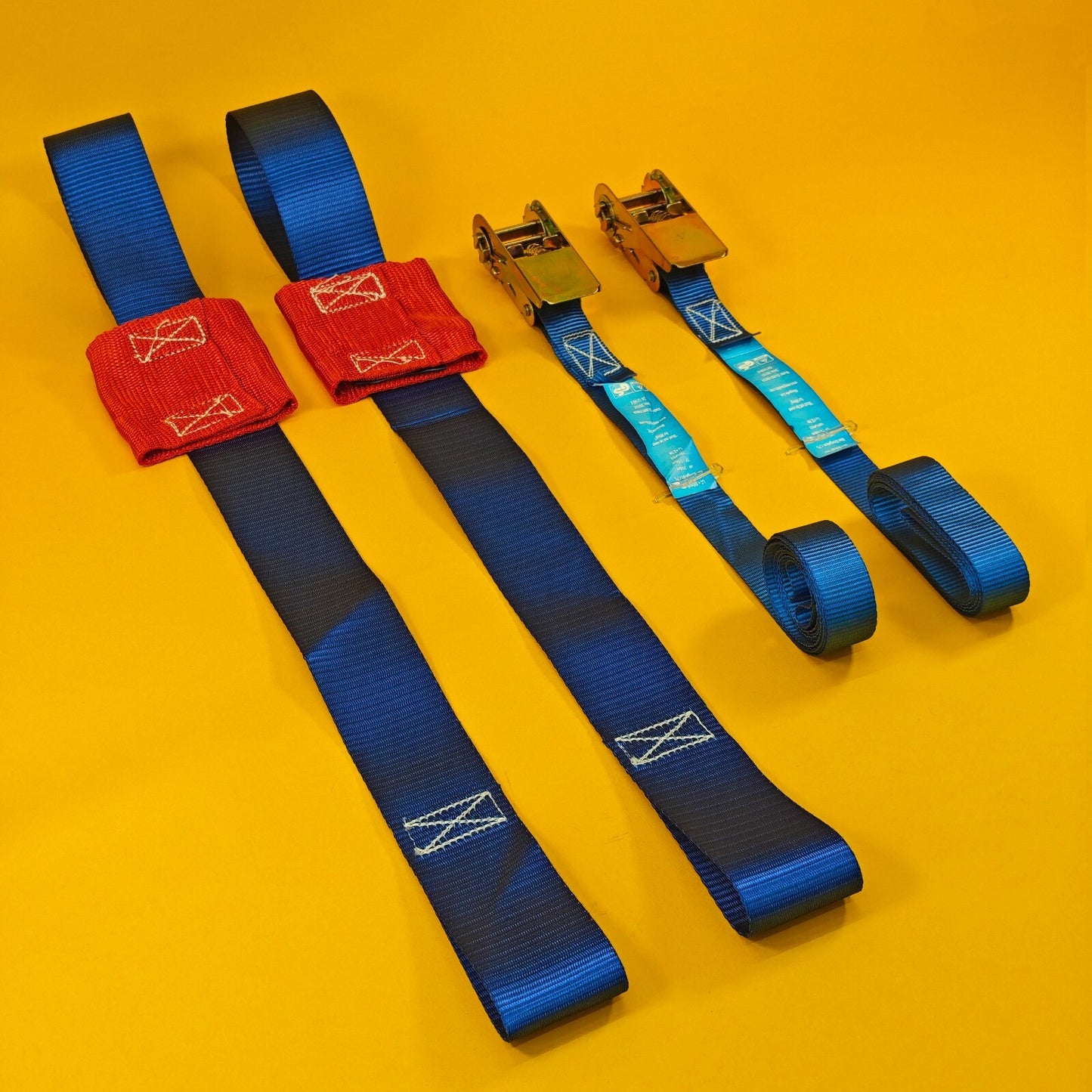 Strap Kit Motorcycle Ratchet Tie Down 25mm 2.1m Blue Trailer Handlebar Lashing