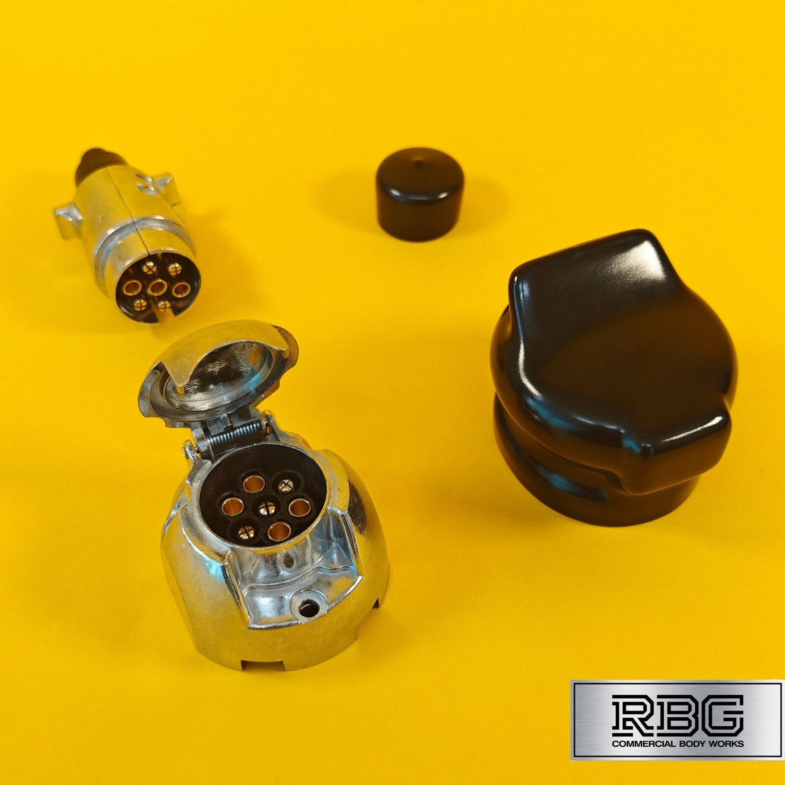 Aluminium Socket & Plug + PVC Socket & Plug Covers SET 7 Pin 12N Type Trailer