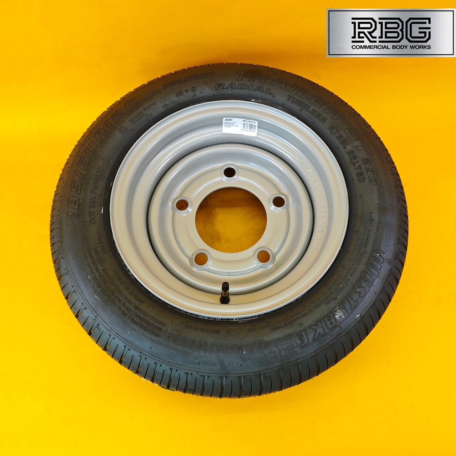 Wheel & Tyre 185/60R12C 12″ for Trailers 6.5″ PCD 5 Stud Silver Diameter 12″ UK
