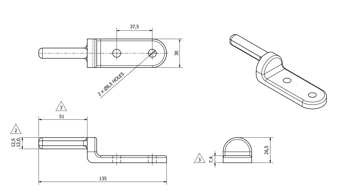 Straight Hinge & Gudgeon Pin Set Steel Trailer Truck Tipper Tailgate Dropside