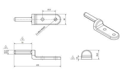Straight Hinge & Gudgeon Pin Set Steel Trailer Truck Tipper Tailgate Dropside