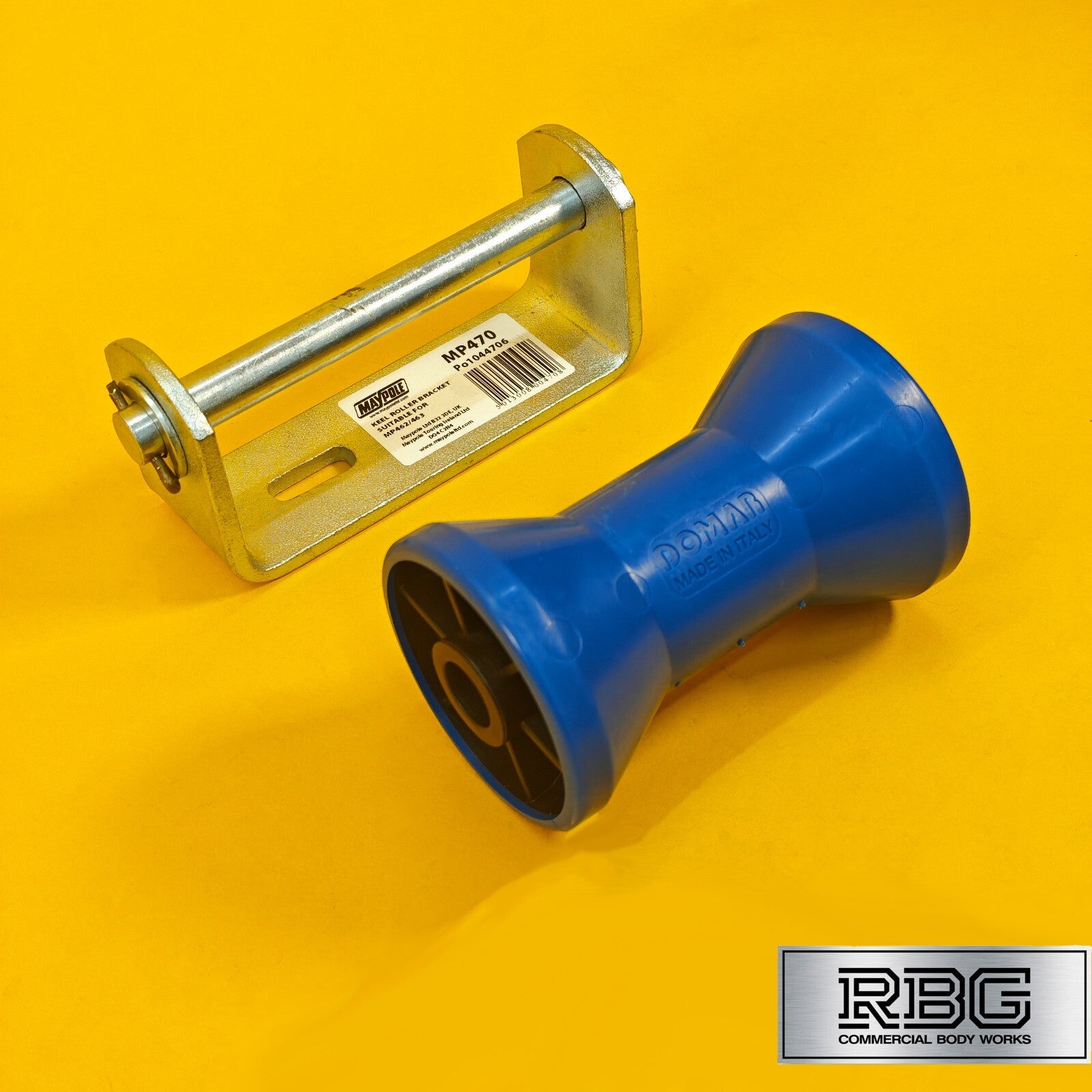 Keel Roller + Bracket 16mm Bore 128mm Width for Boat Trailers Non-Mark Domar UK