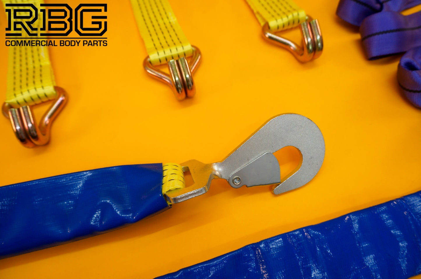 Winching Assistance Strap 1.5m x 50mm + 4x Tie Down Ratchet Strap 4m x 50mm 5Ton