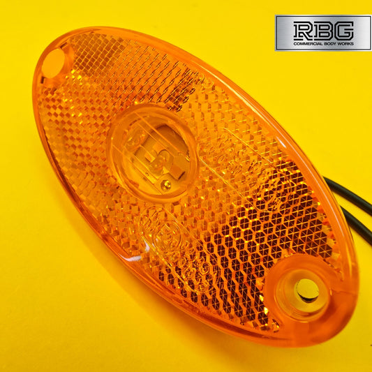 Side Marker Light Oval Amber LED Slim Line WAS 12/24V Lamp for Trailer Caravan