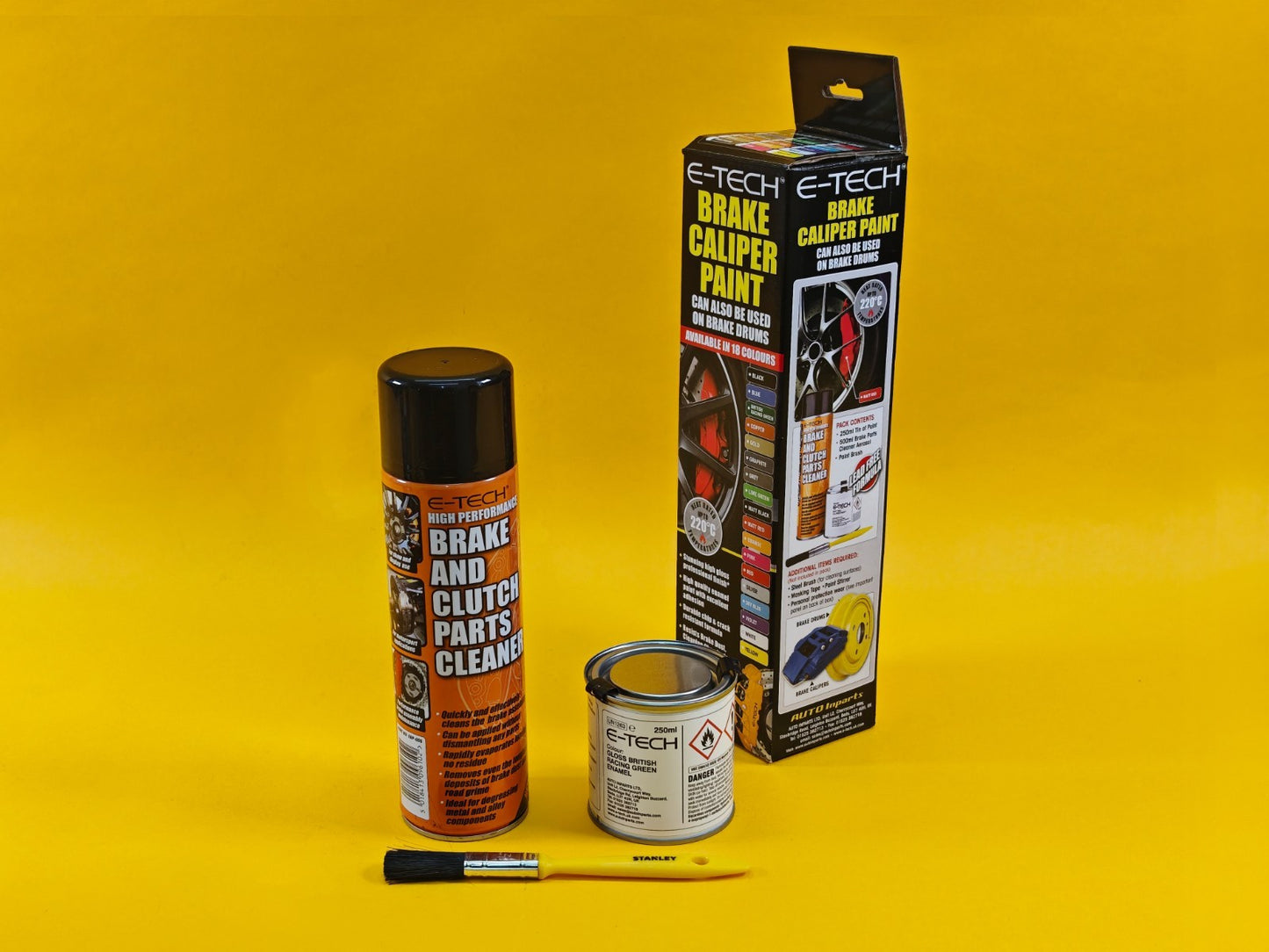 Brake Caliper Paint Kit BRITISH RACING GREEN Paint + Cleaner + Brush E-TECH UK