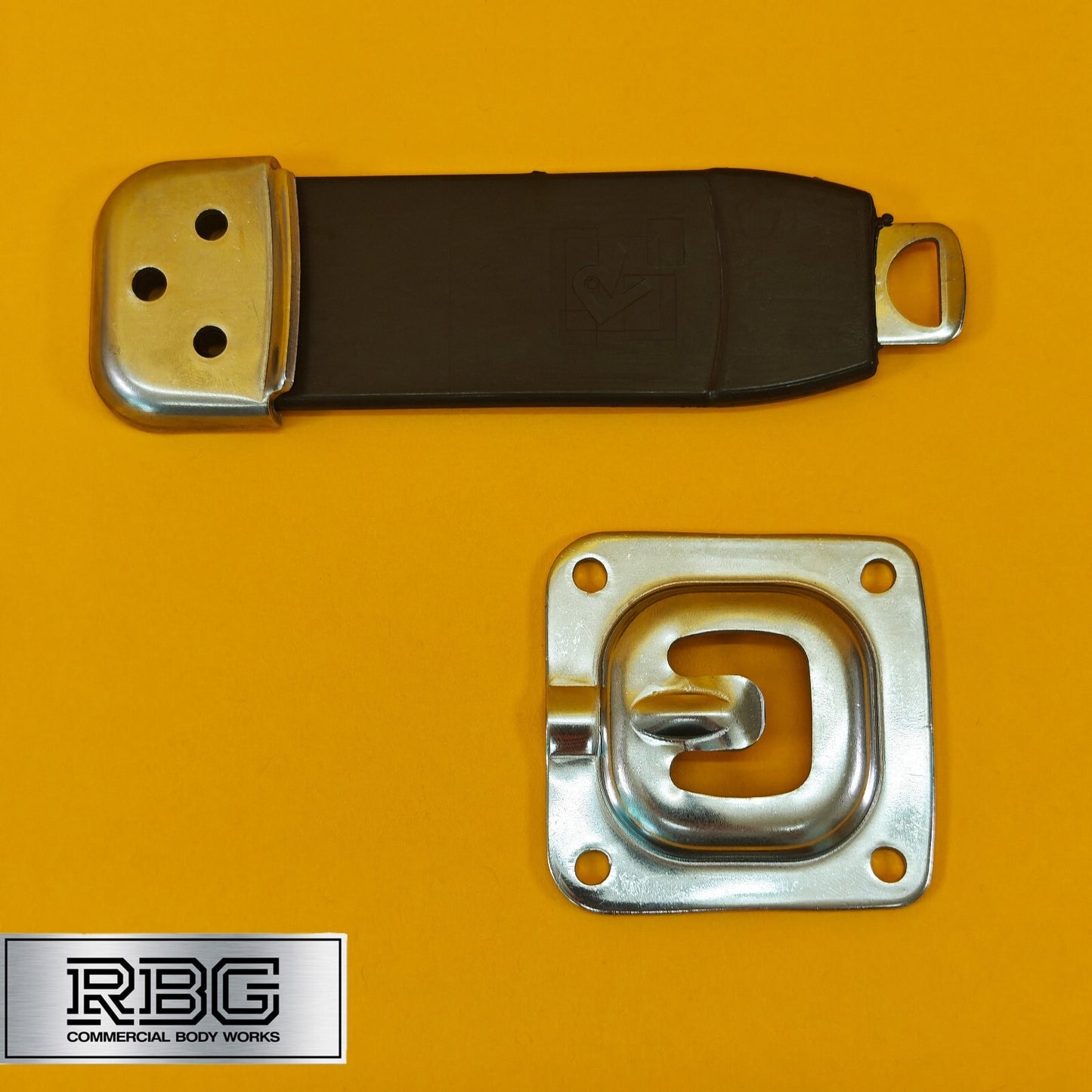 Truck Door Retainer Kit Rubber Flexible Strap SS Catch Plate & Bracket Trailer