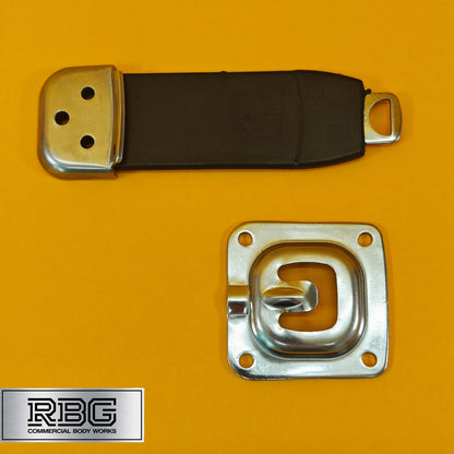 Truck Door Retainer Kit Rubber Flexible Strap SS Catch Plate & Bracket Trailer