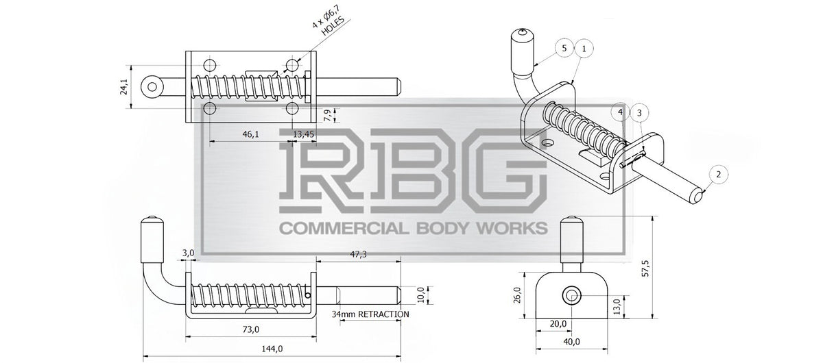 Spring Loaded Retaining Shoot Bolts - Gate Door Catch Stable Horse Box Trailer