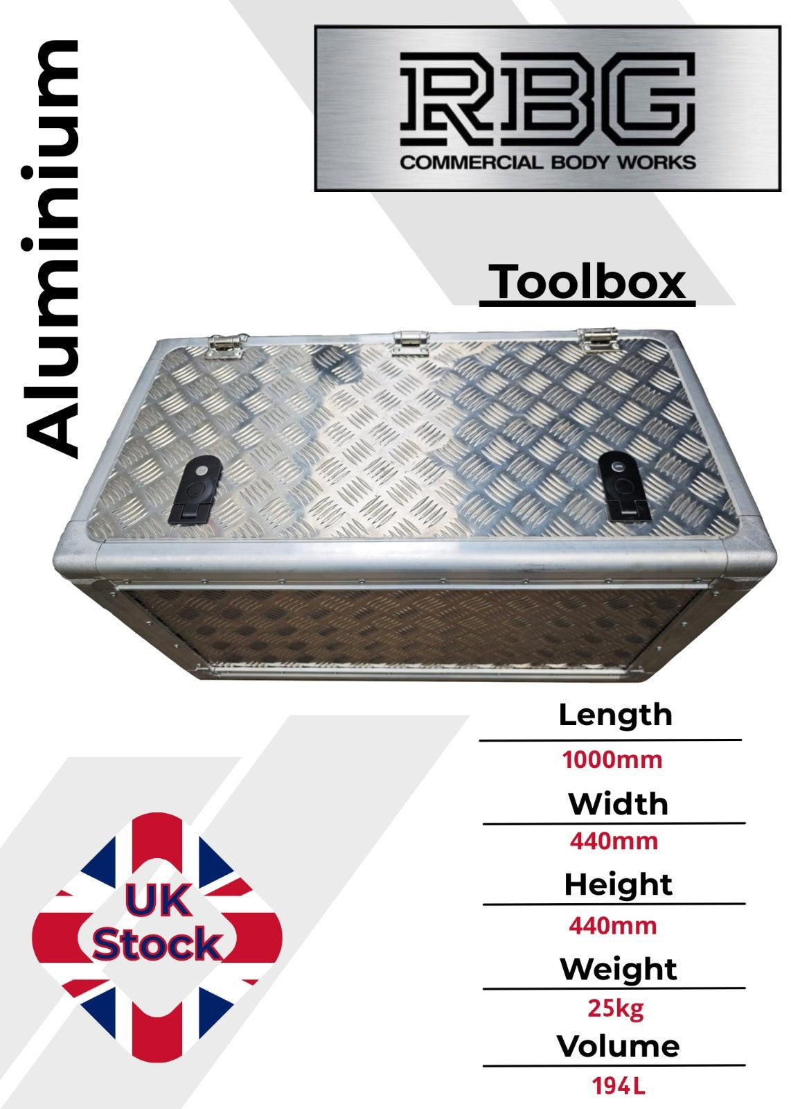 Aluminium Toolbox Storage Box Lockable Large - Ford Transit Trucks FREE POSTAGE!