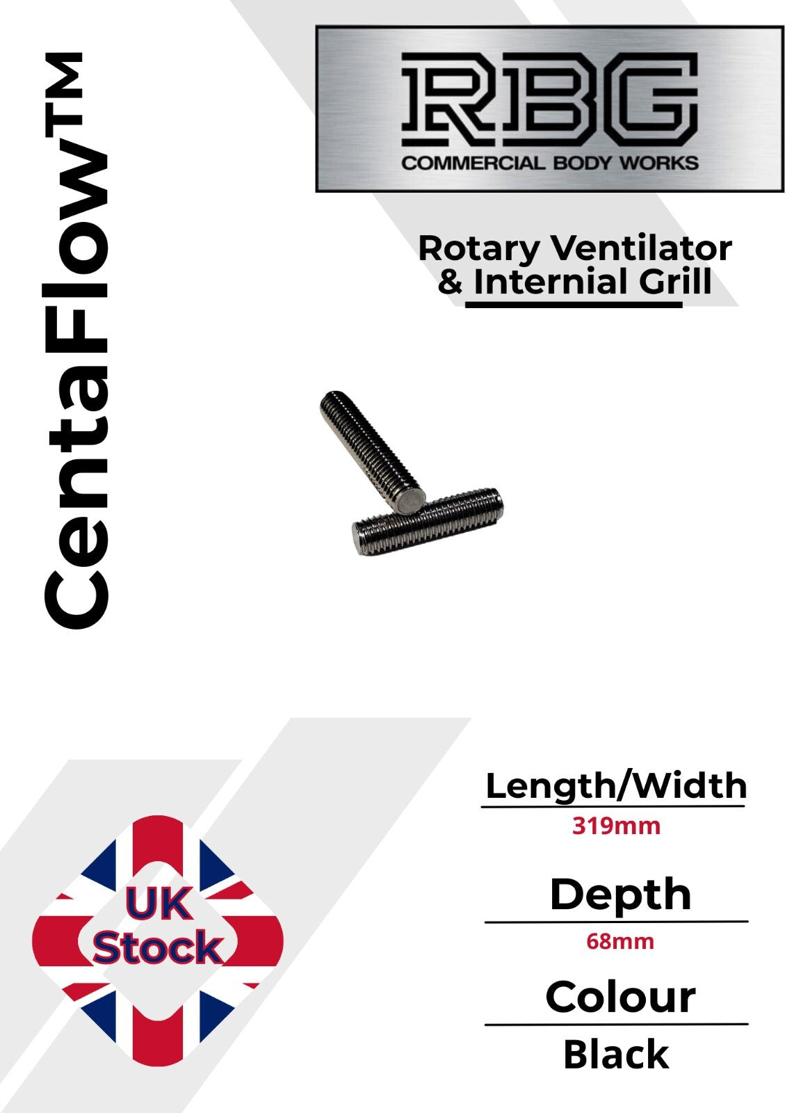 Centaflow™ Wind Driven Vent Black Horsebox Low Profile Rotary Air Vent Van Roof