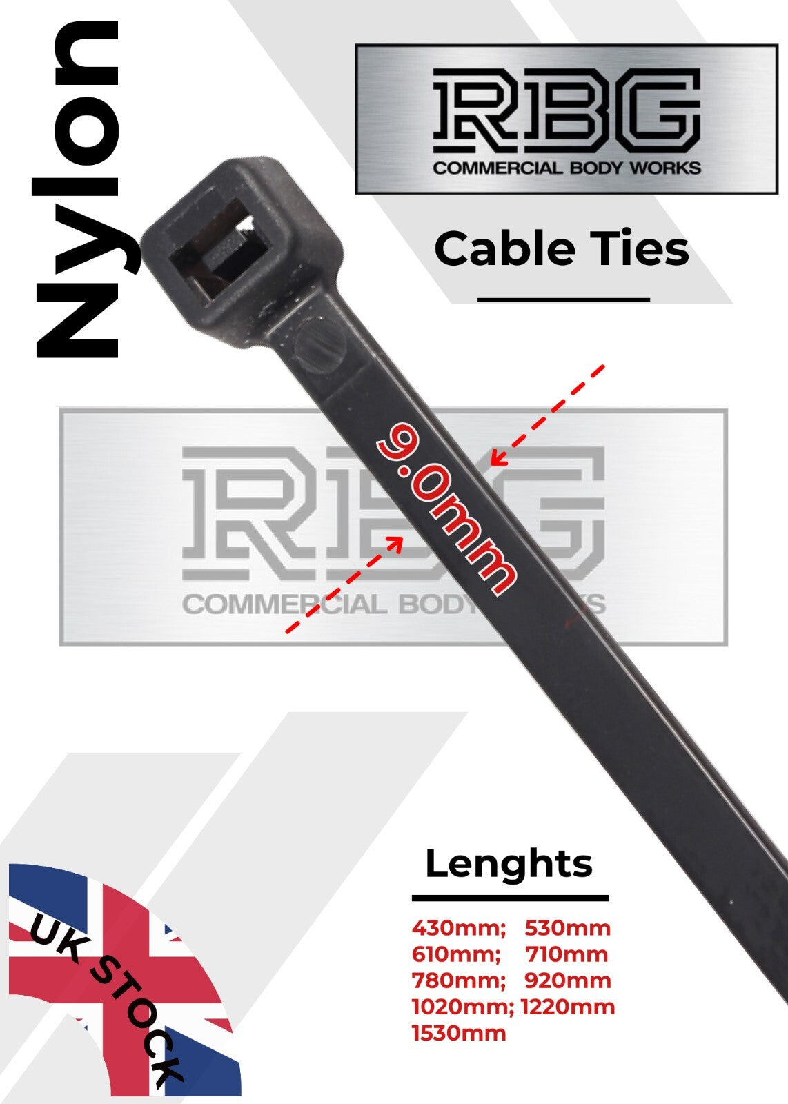 HIGH QUALITY CABLE TIES. Black-Various Width/Length for any Type of Application
