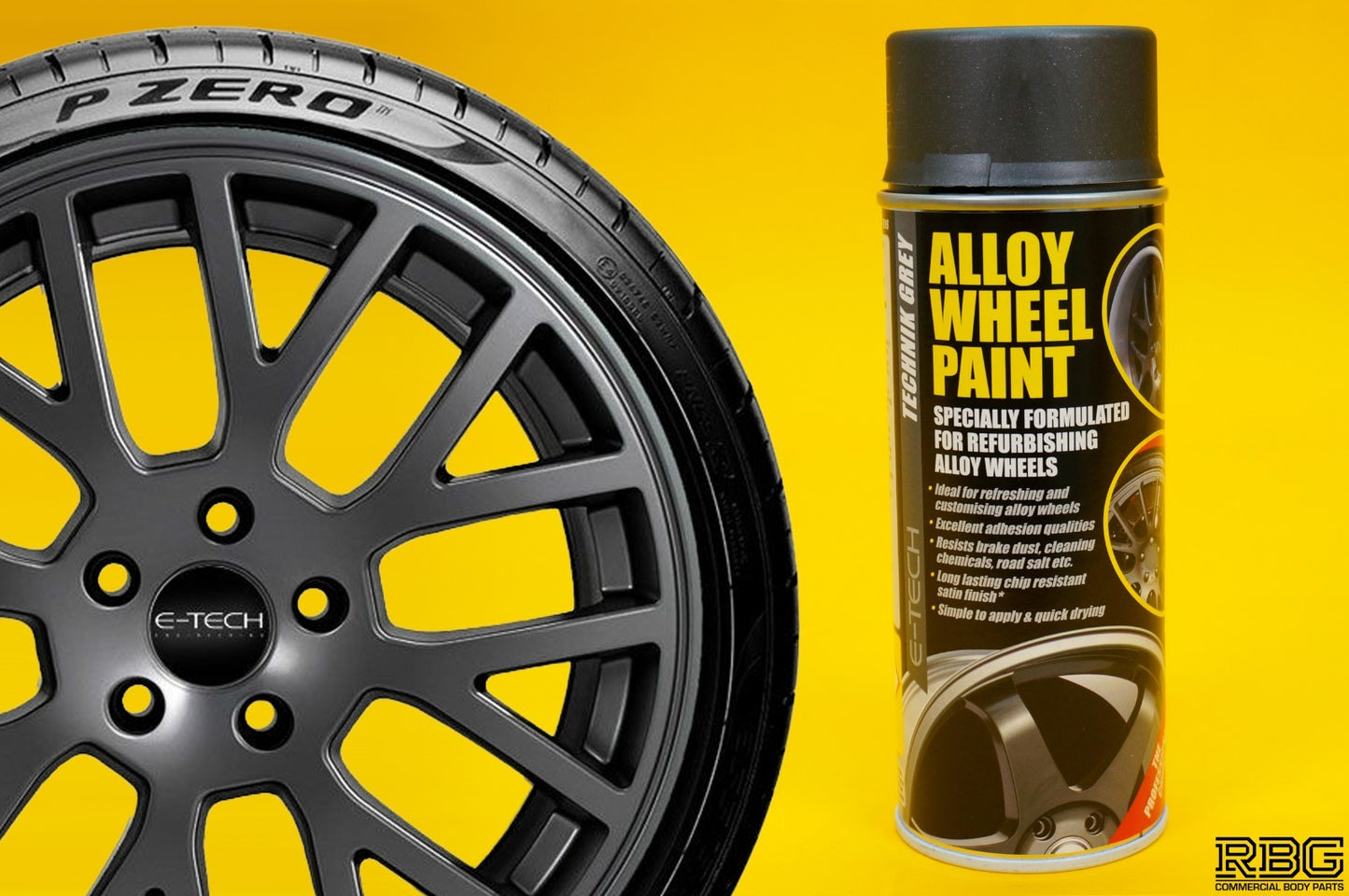 Alloy Wheel Paint TECHNIK GREY 400ml Aerosol Spray Car Refurbishment E-TECH