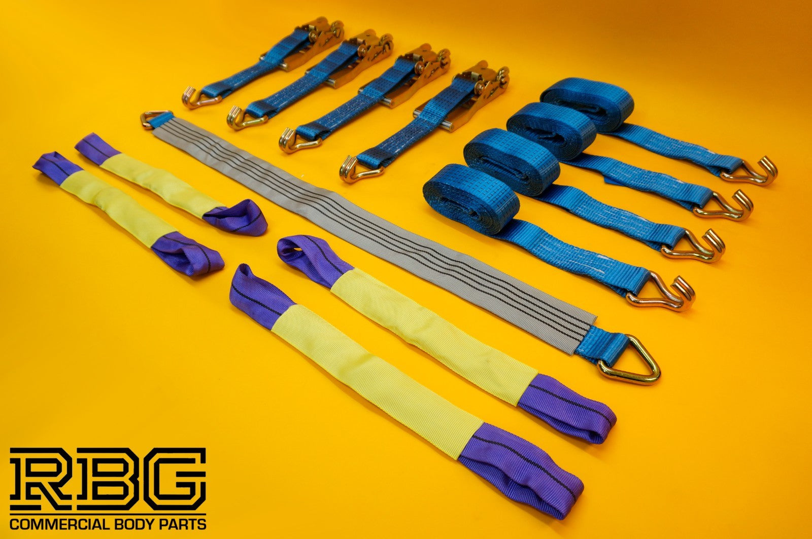 Ratchet Strap Tie Down 5Ton 4x + Axle Recovery Strap 1m x 50mm Lashing Cargo 4m