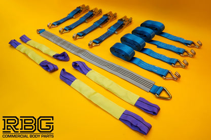 Ratchet Strap Tie Down 5Ton 4x + Axle Recovery Strap 1m x 50mm Lashing Cargo 4m