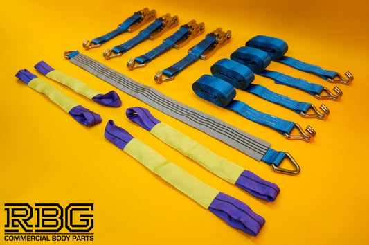 Ratchet Strap Tie Down 5Ton 4x + Axle Recovery Strap 1m x 50mm Lashing Cargo 4m