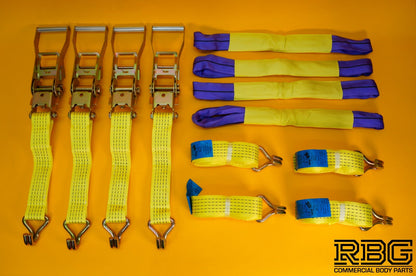 Tie Down Ratchet Strap Hi-Vis Yellow 5Ton Alloy Wheel Large Ratchet Safety 4Pcs