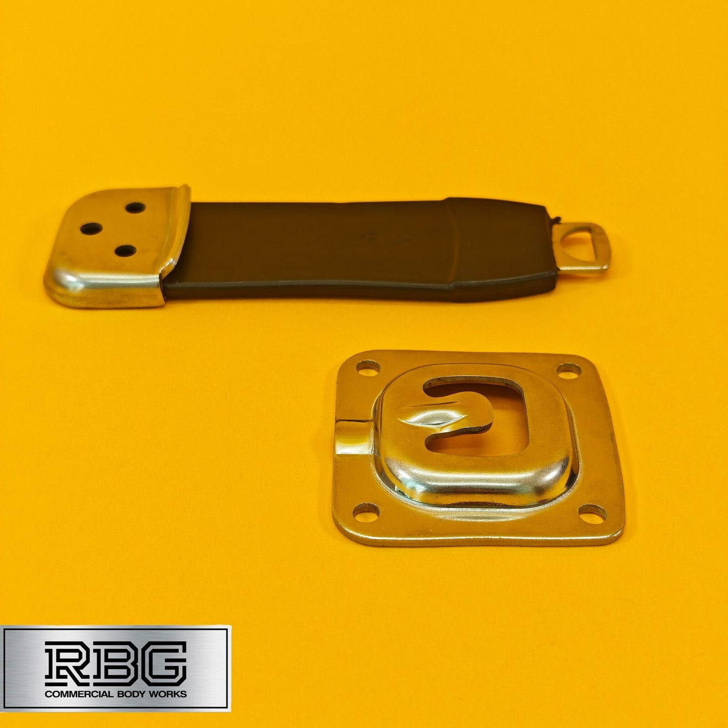 Truck Door Retainer Kit Rubber Flexible Strap SS Catch Plate & Bracket Trailer