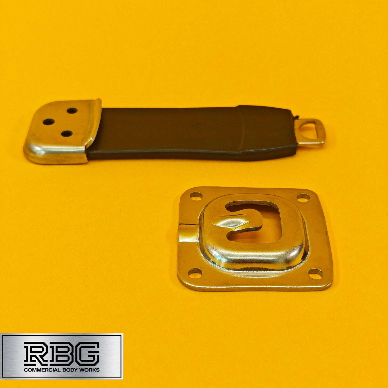 Truck Door Retainer Kit Rubber Flexible Strap SS Catch Plate & Bracket Trailer