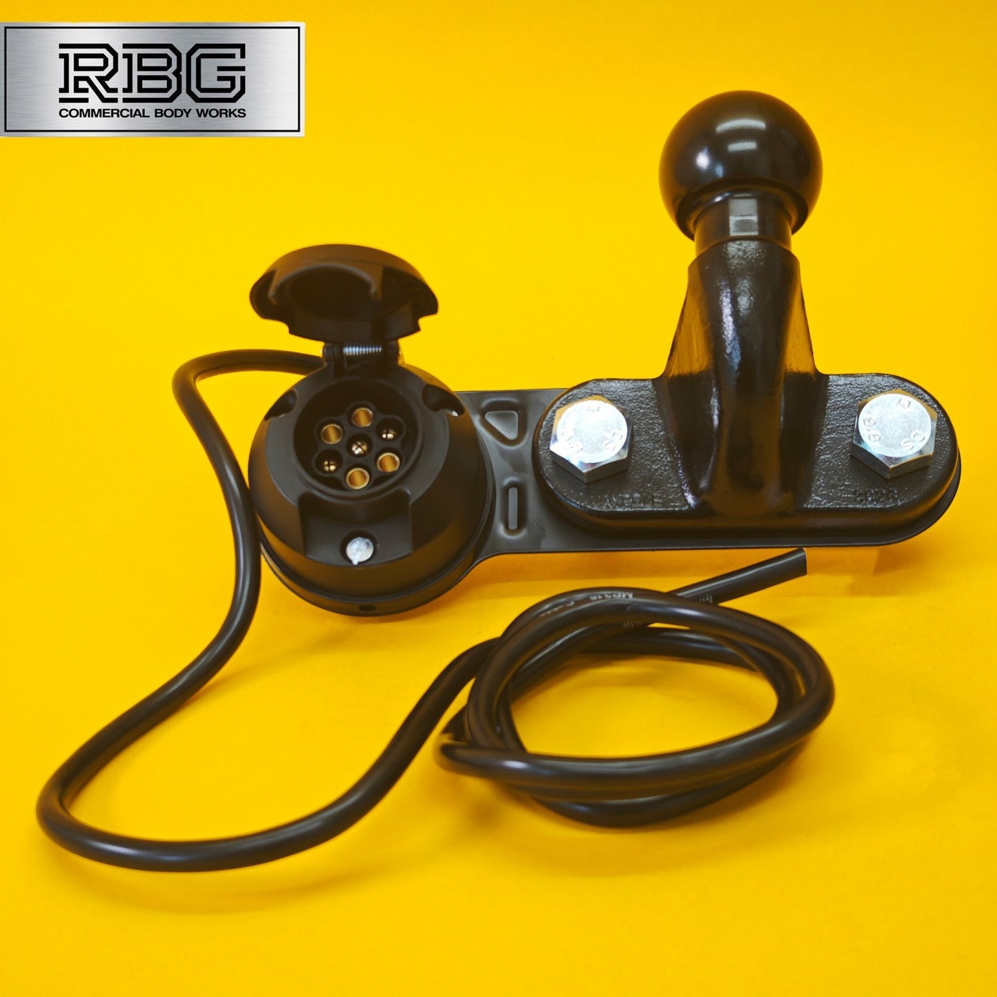 Tow Ball + Socket Assembly 12N 7 Pin 50mm Tow Hitch Black Heavy Duty Caravan UK