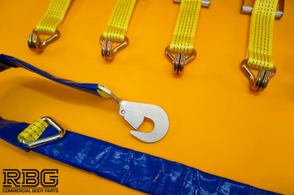 4x Recovery Ratchet Strap 4m x 50mm 5Ton + Winching Assistance Strap 1.5m x 50mm