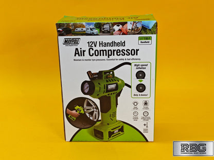 Car Tyre Air Compressor Analogue Pump Maypole Portable 12V Pump Inflator + LED
