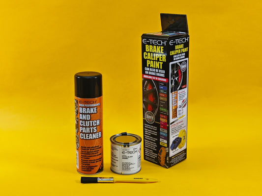 Brake Caliper Paint Kit BLACK Paint + Cleaner + Brush E-TECH For Car Vehicle UK
