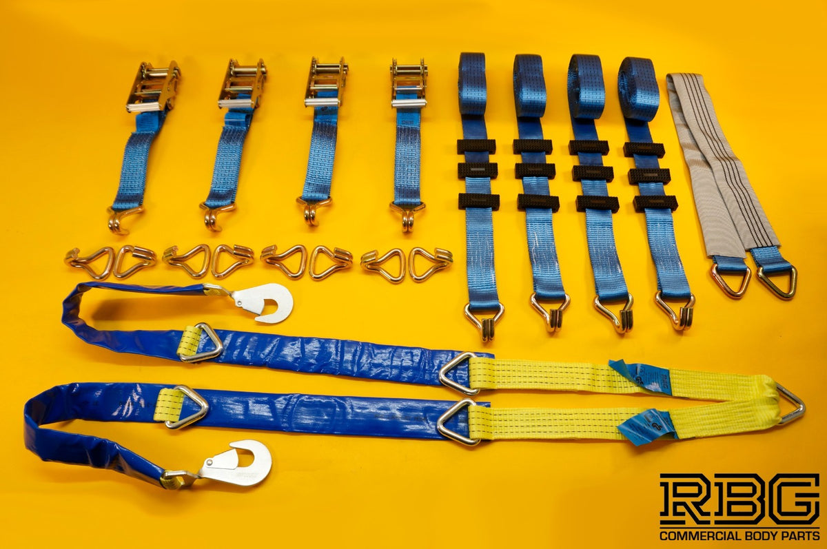 4x Ratchet Strap 5t Over Wheel + Axle Recovery Strap + Winching Assistance Strap