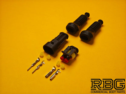 SuperSeal Connector Kit Pair 2 Pin Female/Male With Protective Boots AMP Wiring