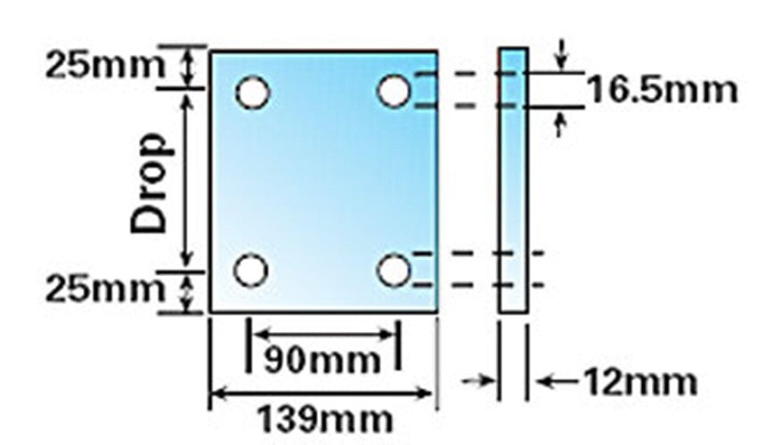 2" Drop Plate 4 Holes for Tow Ball M16 Steel Tow Bar Adjustable Silver 3 inch UK
