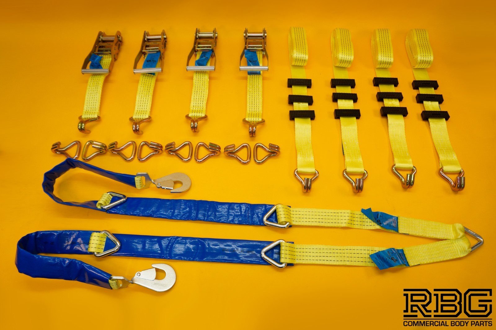 Tie Down Ratchet Strap Over Wheel 5T Recovery Full SET 4m x 50mm + Winch Strap