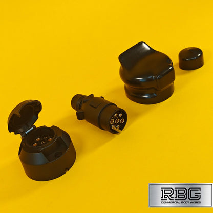 7 Pin Socket & Plug + PVC Socket & Plug Covers SET 12N Type For Trailer Towing