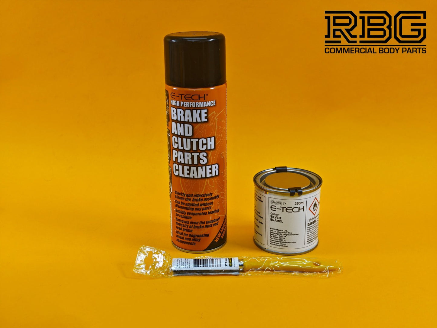 Brake Caliper Paint Kit SILVER Paint + Cleaner + Brush E-TECH For Car Vehicle UK