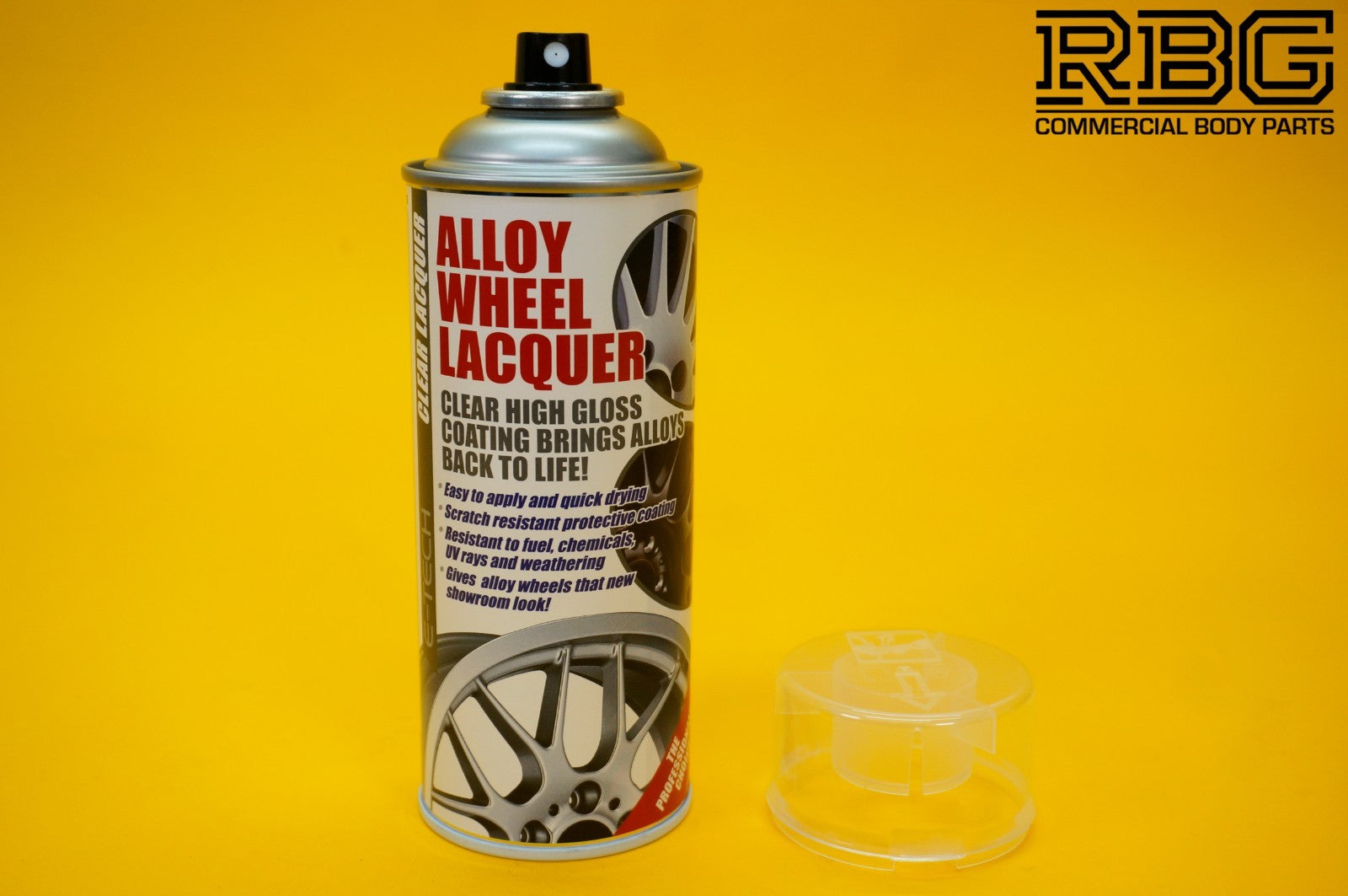 Clear Alloy Wheel Lacquer Spray 400ml Chip Resistant Wheel Refurbishing E-TECH