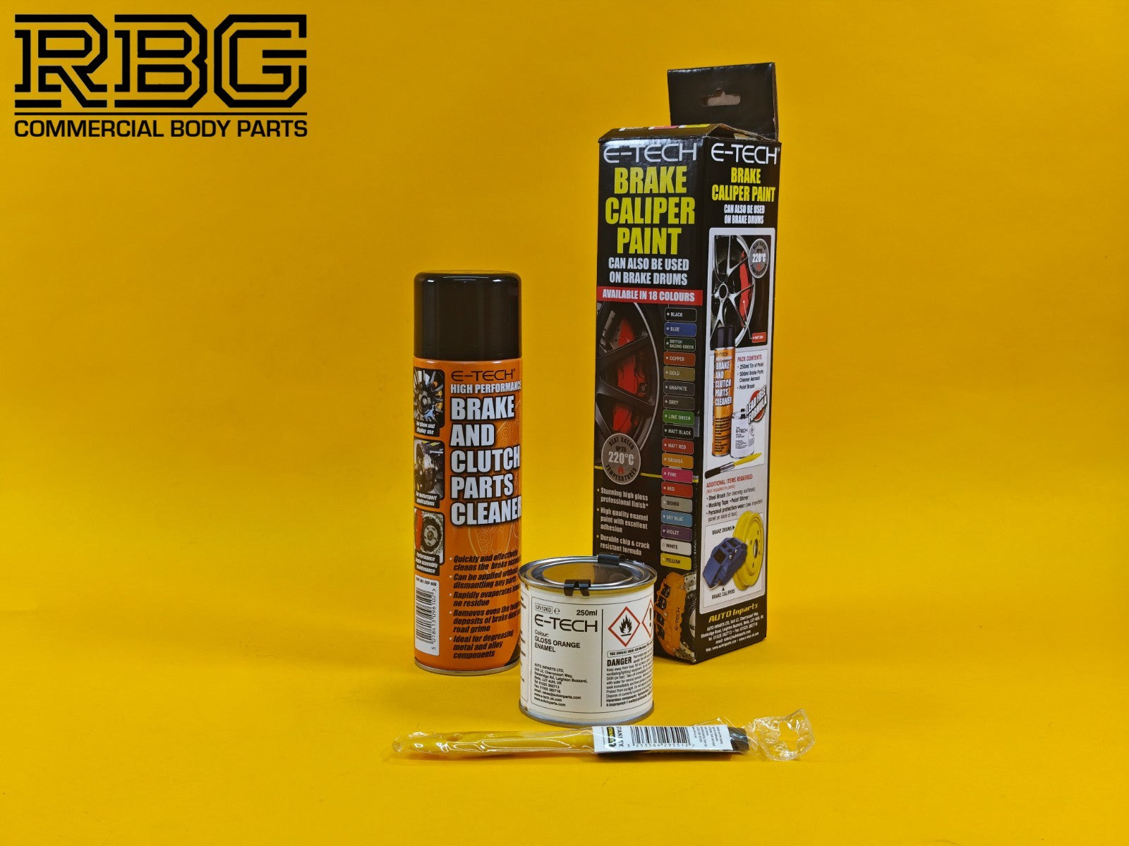 Brake Caliper Paint Kit ORANGE Paint + Cleaner + Brush E-TECH For Car Vehicle
