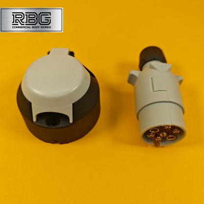 7 Pin Socket + Plug 12S Type For Trailer Caravan Towing 12V Towbar Plastic Brass