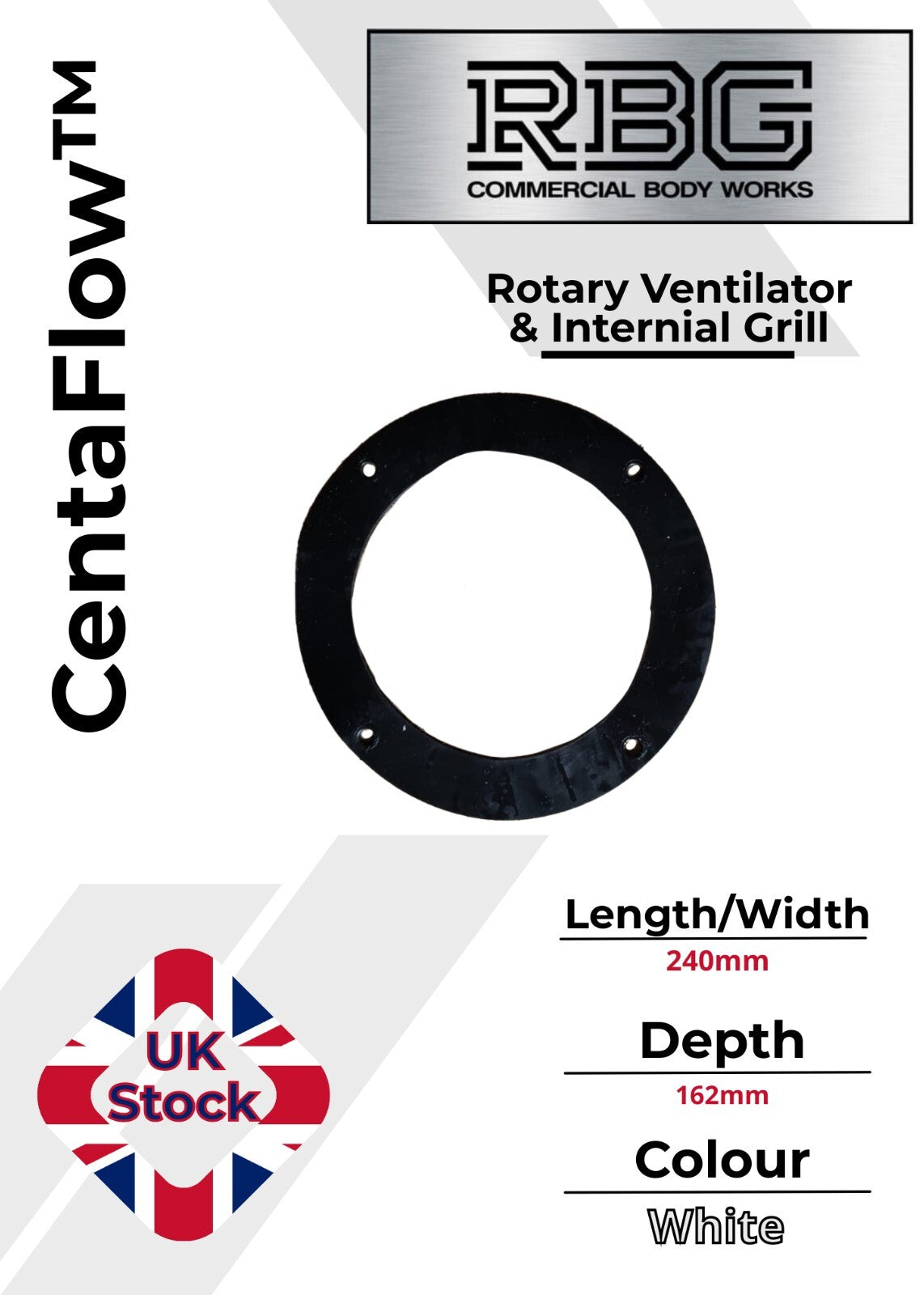 Centaflow™ Wind Driven Vent White Horsebox Classic Profile Rotary Van Roof Air