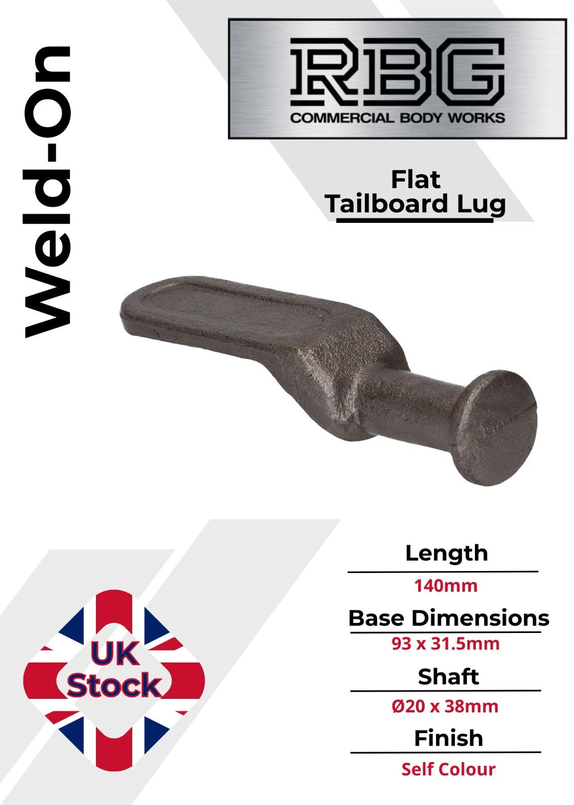 1x Tailboard Lug Forged Steel Weld on Trailer Forket Tipper Dropside Tailgate