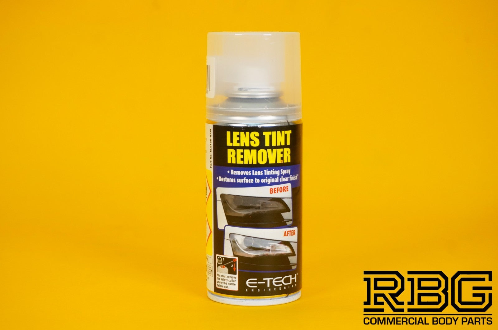 Lens Tint Remover Spray E-TECH 150ml Headlight Lens Glass Plastic Car Motorbike