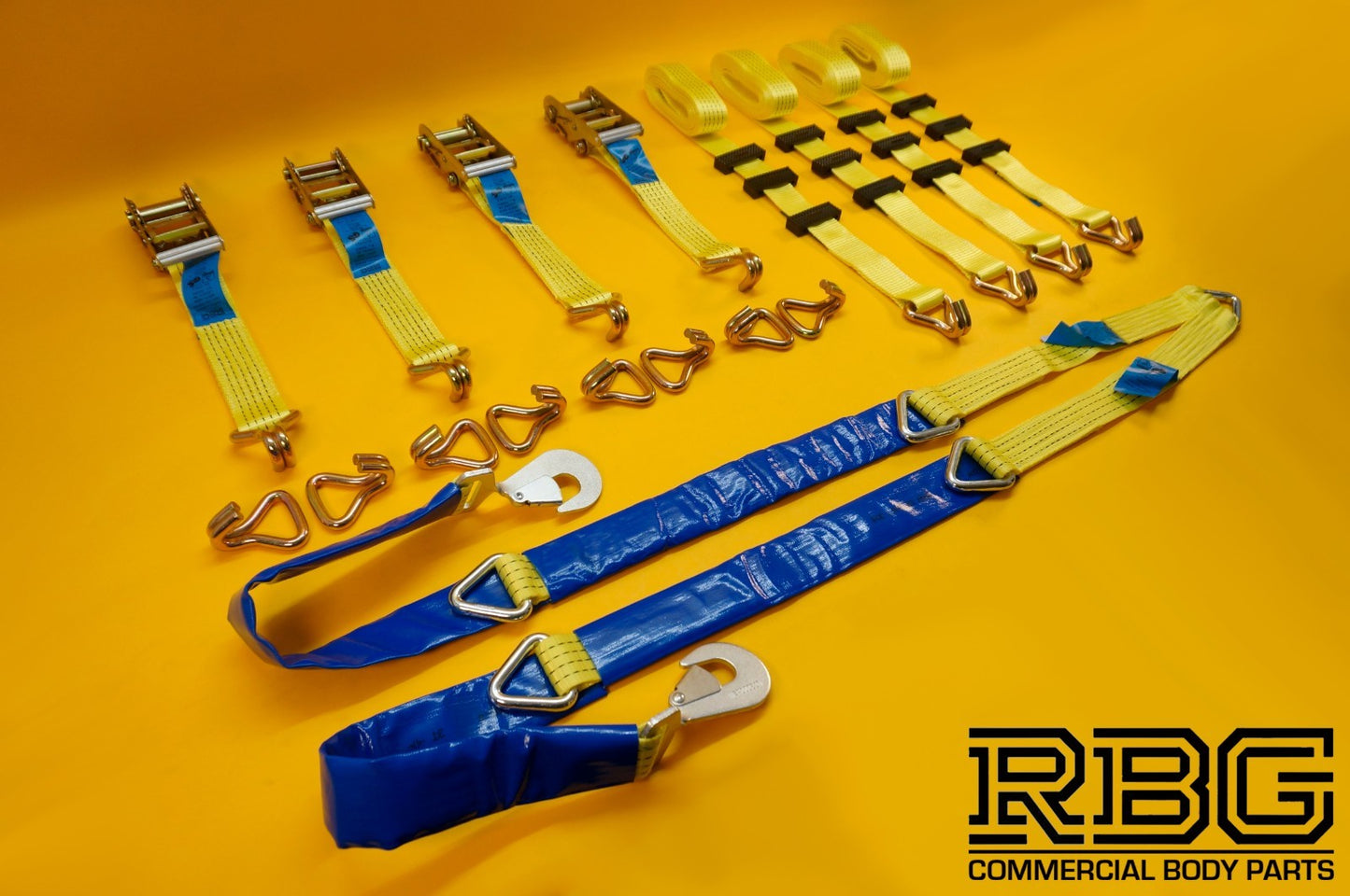 Recovery Ratchet Strap 4Pc SET 4m Over Wheel 5T + Winching Assistance Strap 1.5m
